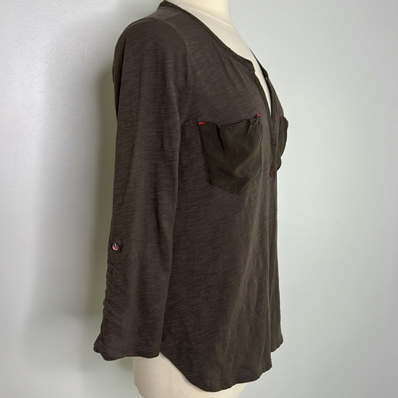 Anthropologie Gray Postmark Roll-tab Long Sleeve Tee Shirt, size large - Picture 6 of 11
